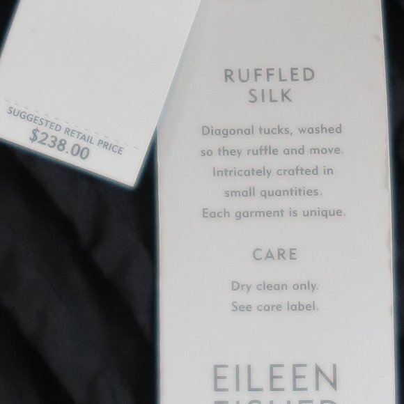 NWT Eileen Fisher Black Ruffled Silk Scoopneck Tank Dress Size 2 MSRP $238 - Picture 5 of 8